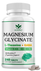 WOGORGT Magnesium Glycinate Supplement 120 Tablets front view