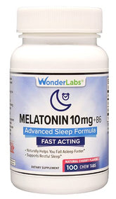 Wonder Laboratories Chewable Melatonin 10mg + B6 tablet front view