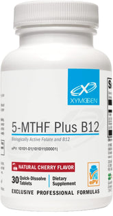 XYMOGEN 5-MTHF Plus B12 Cherry Flavour supplement front view