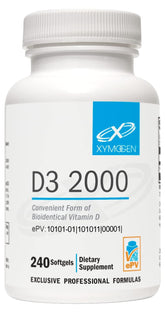 XYMOGEN D3 2000 softgels front view with packaging