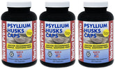 Yerba Prima Psyllium 3 bottles of 180 capsules each front view