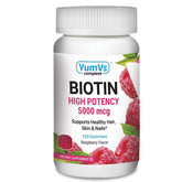YUM-V'S Biotin Gummies front view with packaging
