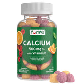 YUM-V'S Calcium Gummies front view with natural orange and raspberry flavours