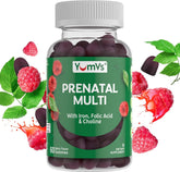 YUM-V'S Prenatal Gummies front view, berry flavour packaging