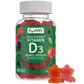 YUM-V'S Vitamin D3 Gummies 5000 IU front view with berry flavour