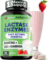 Yuve Lactase Enzyme Tablets 9,000FCC Strawberry Cream front view