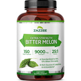 Zazzee Extra Strength Bitter Melon Extract 150 capsules front view