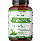 Zazzee Green Tea Extract 150 capsules bottle front view