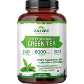 Zazzee Green Tea Extract 240 Capsules front view