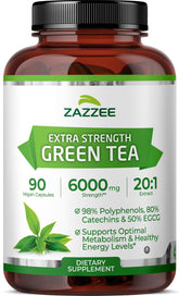Zazzee Green Tea Extract Capsules 90 Count bottle front view