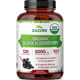 Zazzee Organic Black Elderberry Extract 120 capsules front view