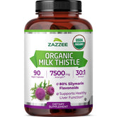 Zazzee Organic Milk Thistle Capsules 90 Count bottle front view