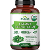 Zazzee Organic Moringa Extract 180 capsules front view