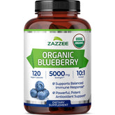 Zazzee Organic Wild Blueberry Extract 120 capsules bottle front view