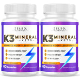 ZELSO K3 Mineral Pills bottle front view with 60 capsules