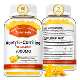 Zetelixia Acetyl-L-Carnitine Gummies front view with mango flavour