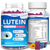 Zetelixia Lutein Gummies front view with blueberry flavour