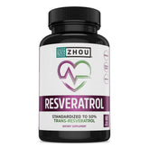 ZHOU Resveratrol Supplement 60 Veg Caps front view