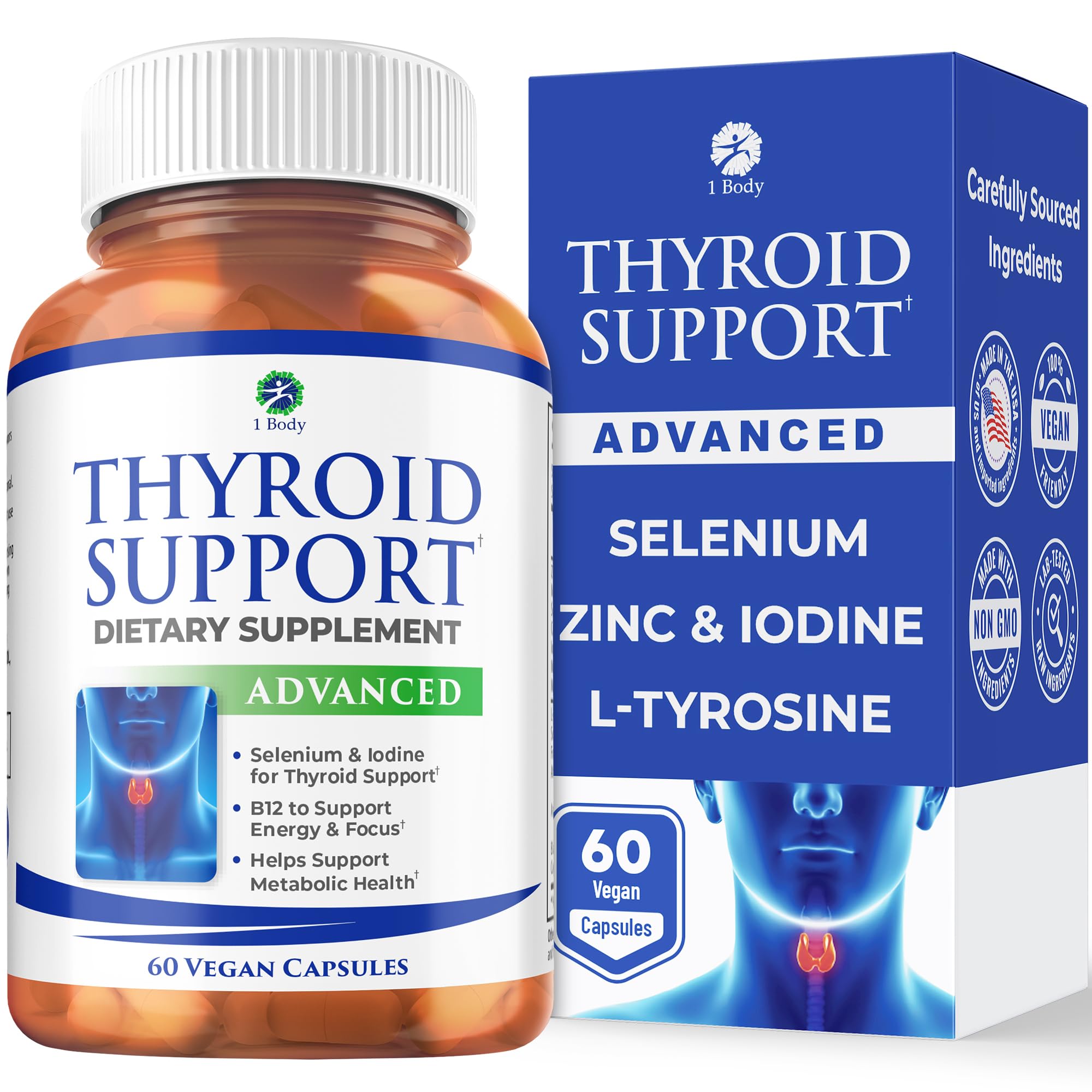 1 Body Thyroid Extract Supplement bottle front view
