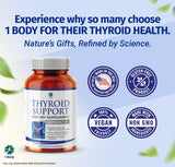 1 Body Thyroid Extract Supplement capsules on a wooden surface