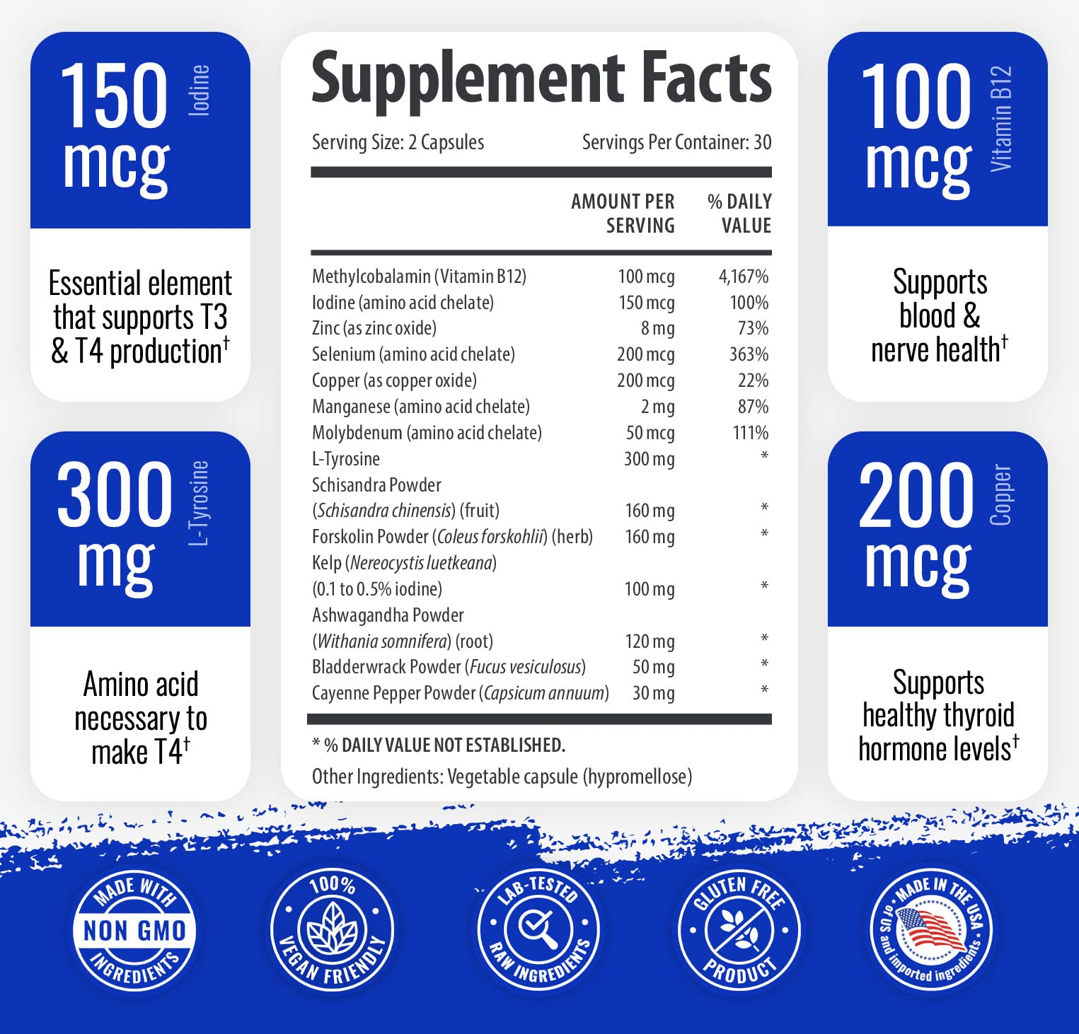 1 Body Thyroid Extract Supplement side view showing capsule