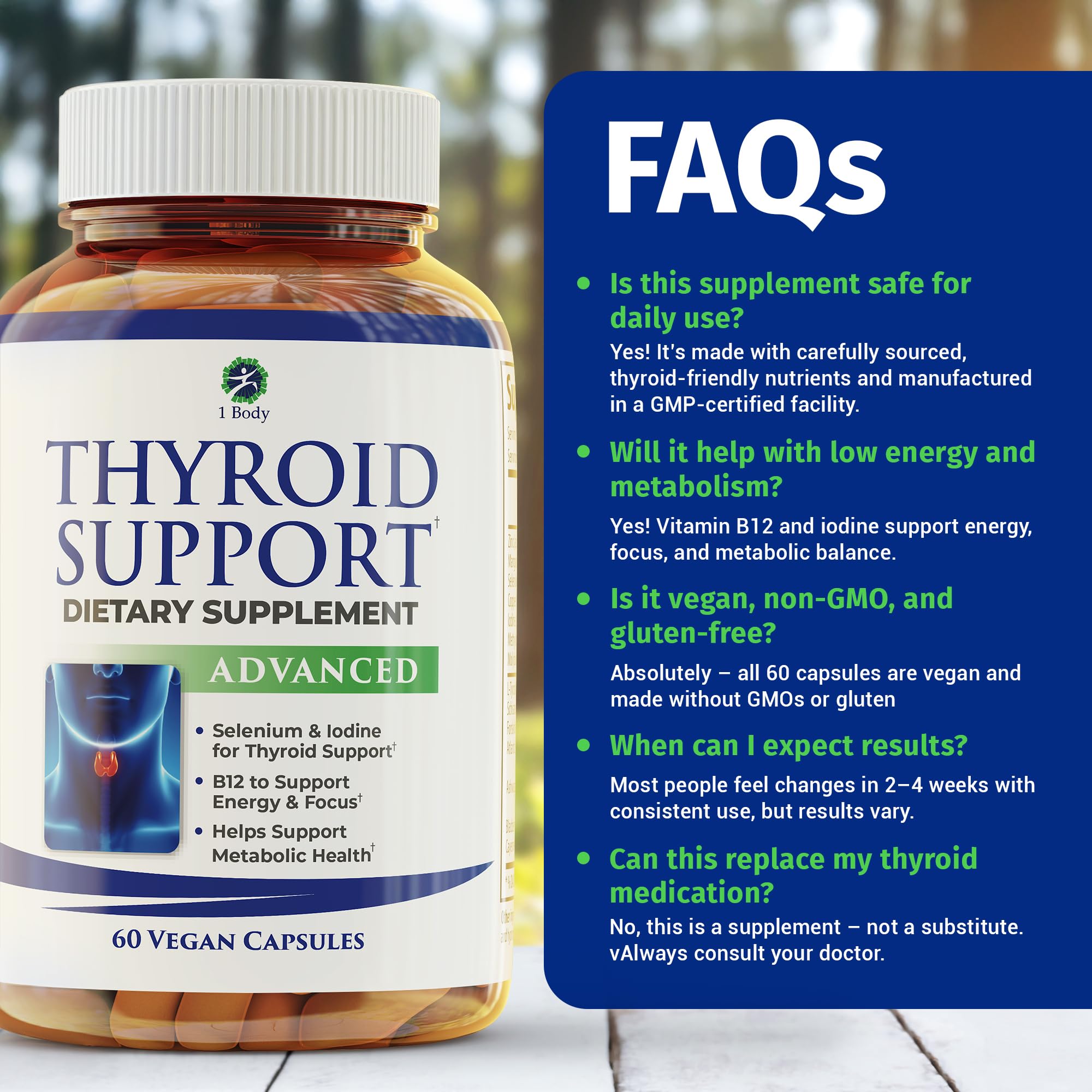 1 Body Thyroid Extract Supplement with a measuring spoon