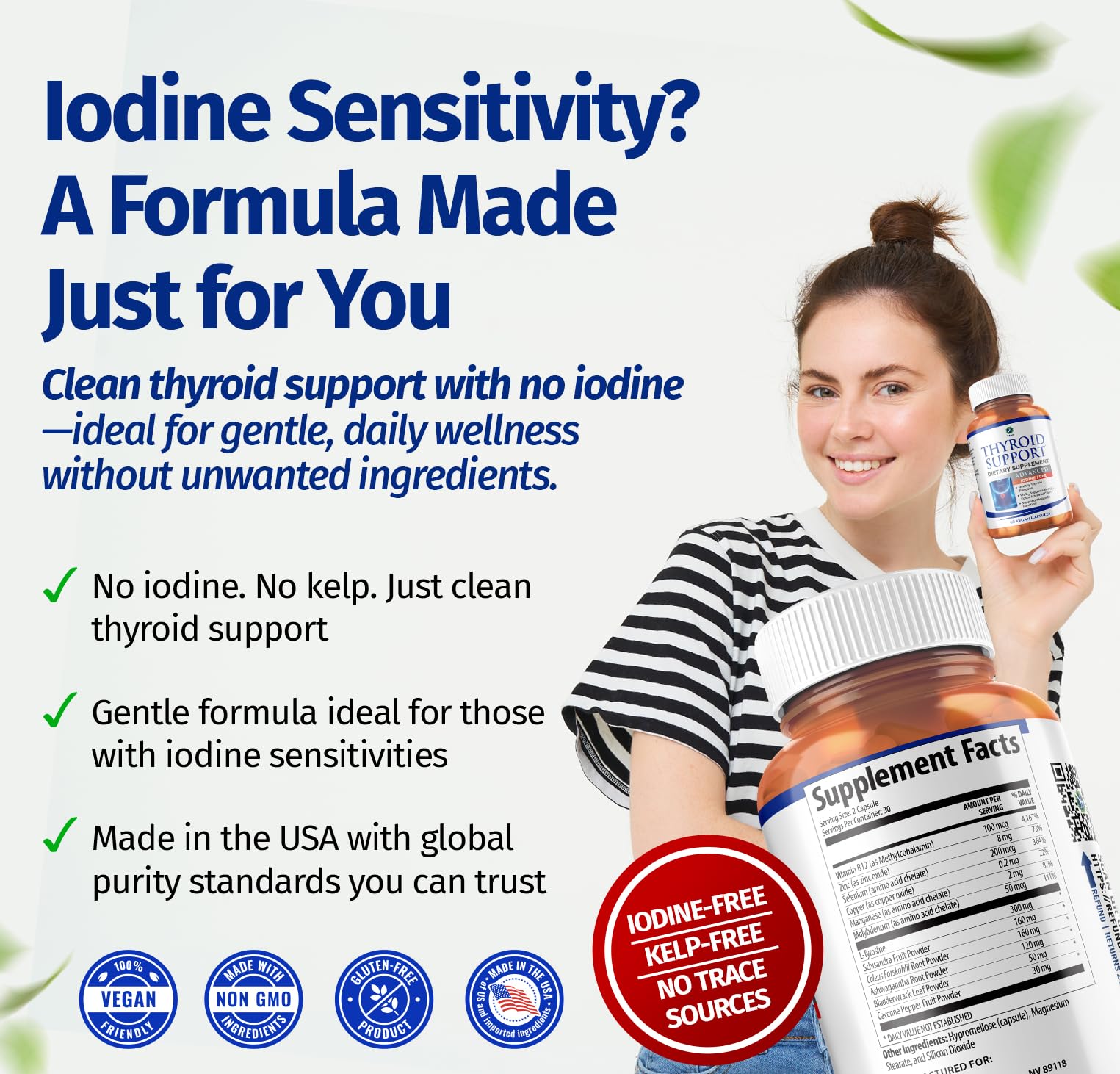 1 Body Thyroid Support Supplement bottle side view
