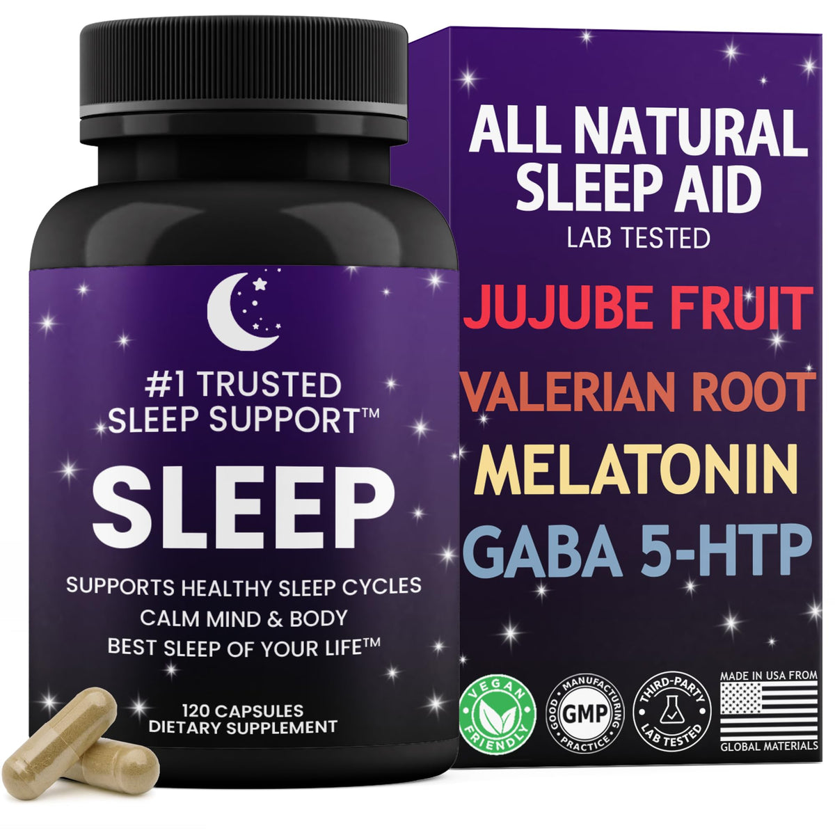 #1 TRUSTED natural sleep aid supplement front view