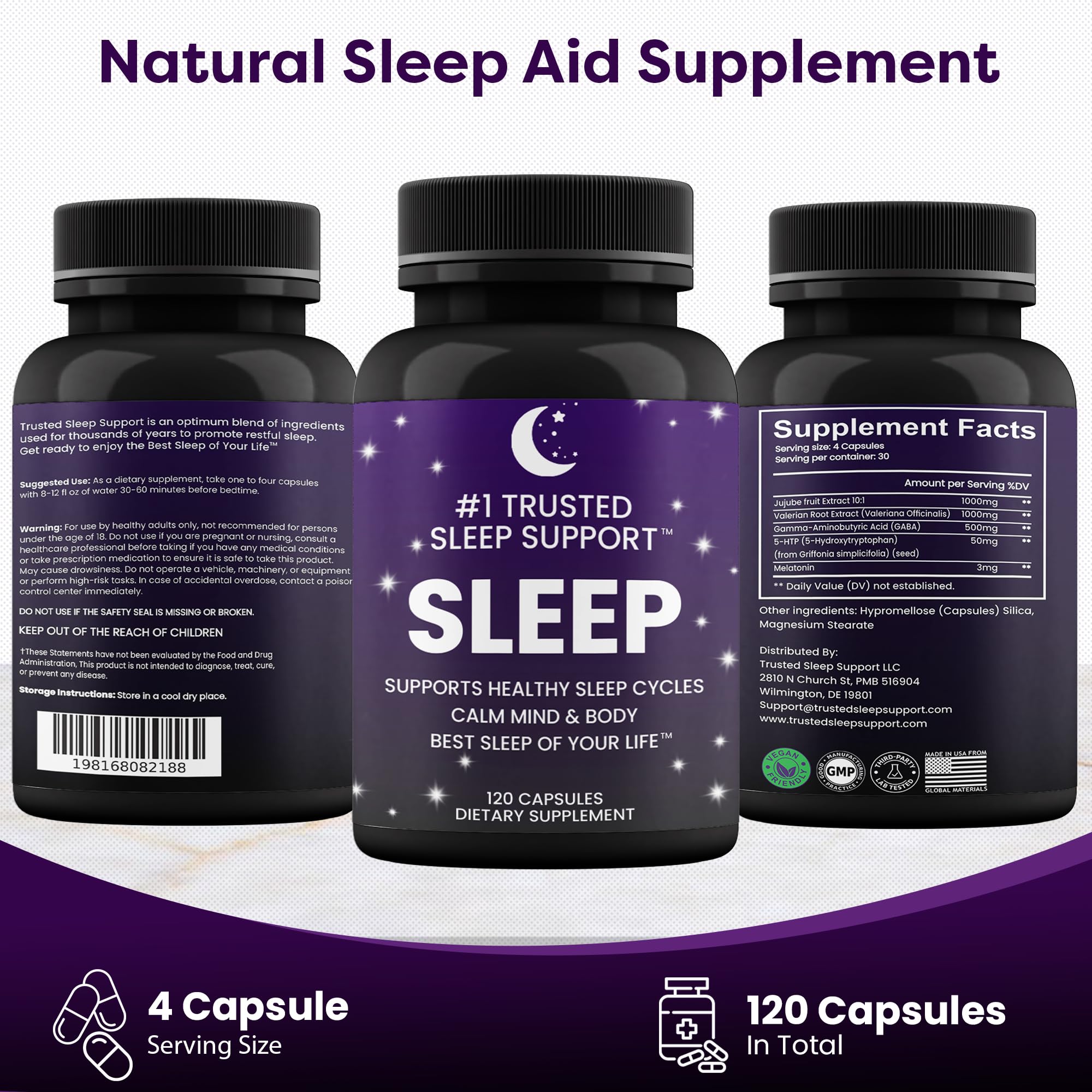 #1 TRUSTED supplement bottle side view