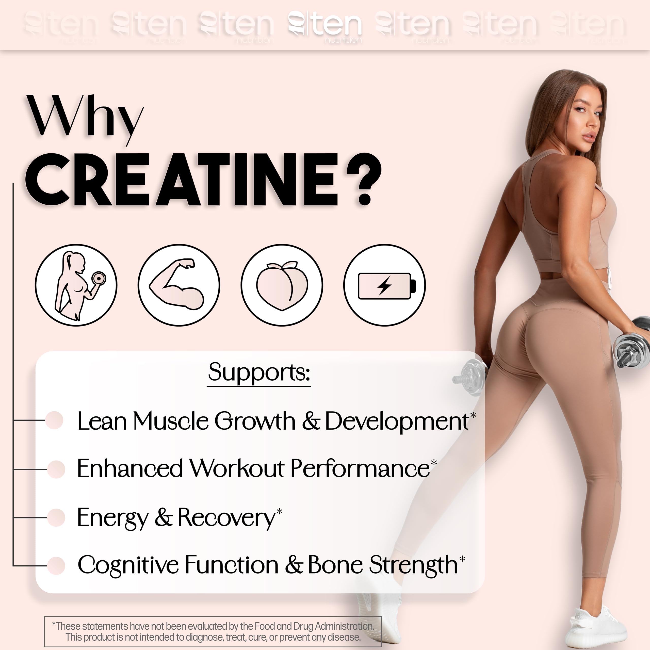 10Ten Nutrition Creatine + Collagen Powder 300g mixed in water