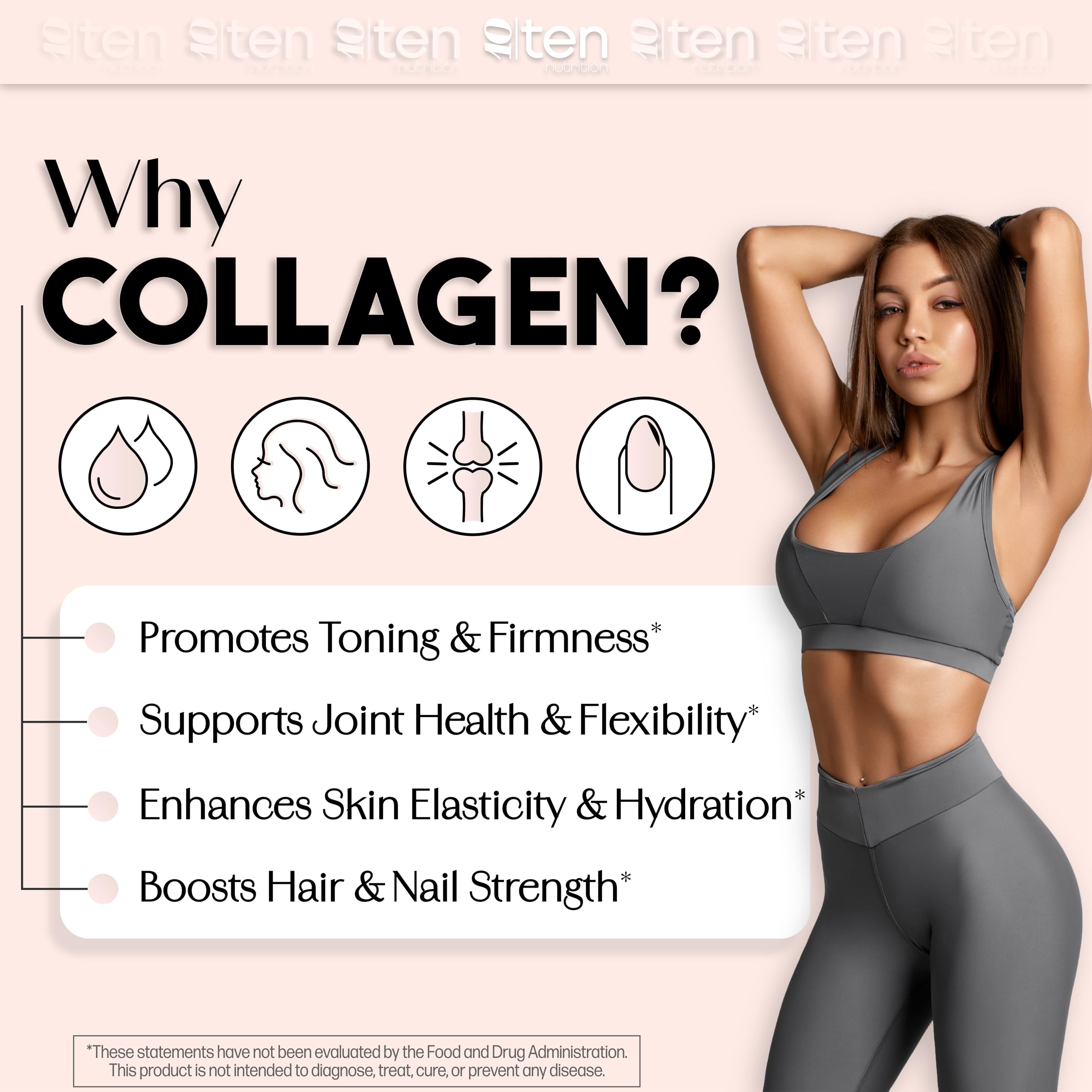 10Ten Nutrition Creatine + Collagen Powder 300g nutritional information
