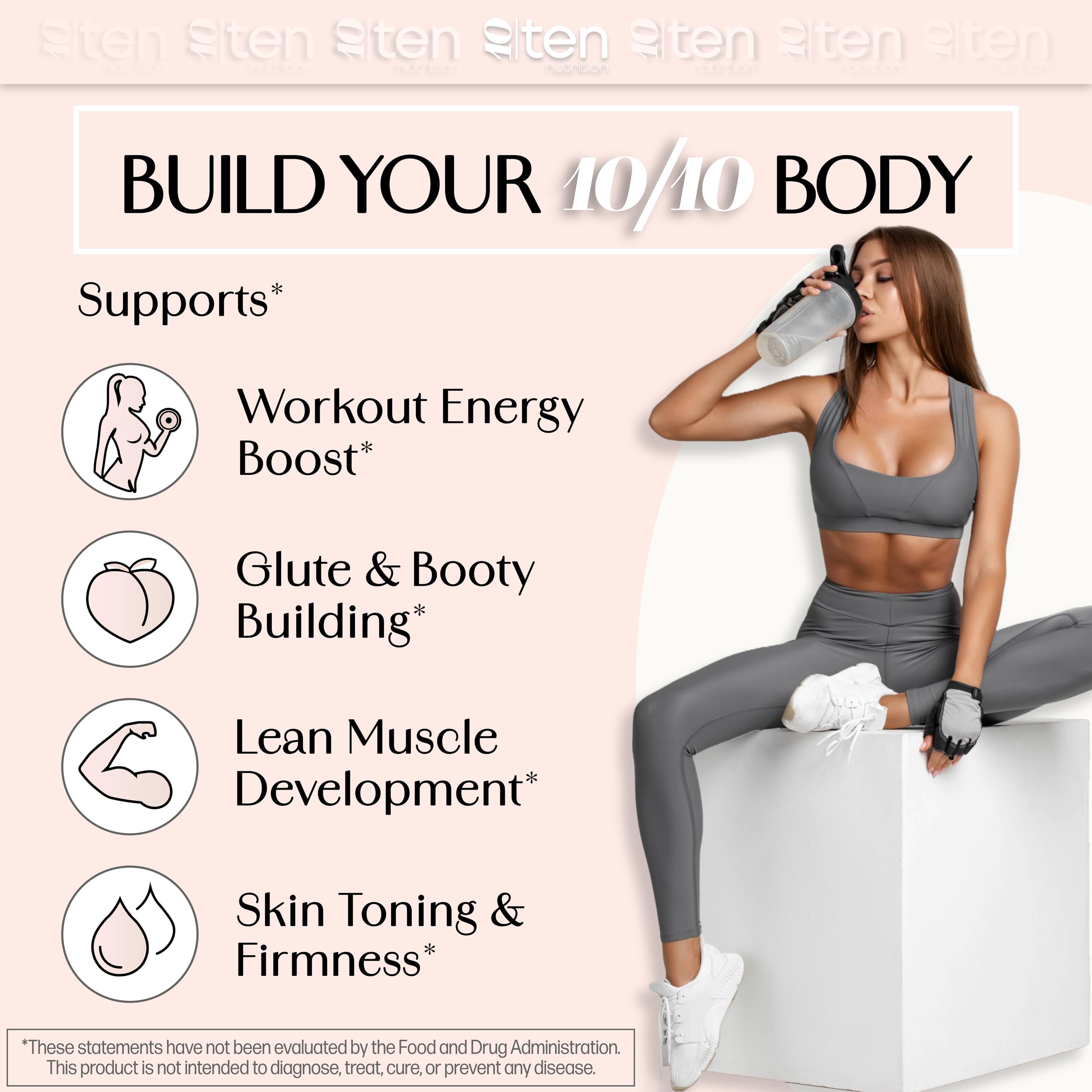 10Ten Nutrition Creatine + Collagen Powder 300g packaging