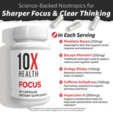10X Health System Ginkgo Biloba Focus Supplement packaging