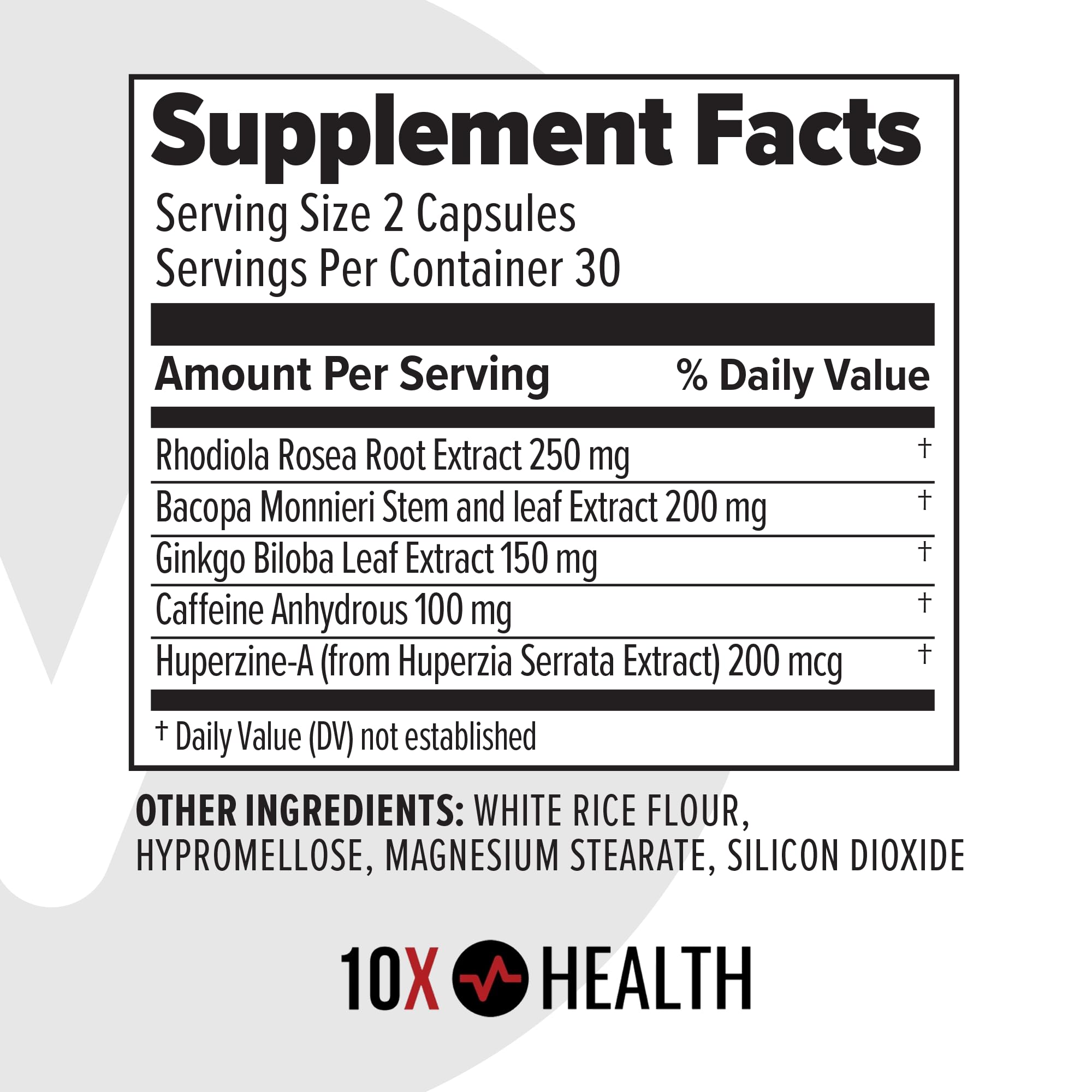 10X Health System Ginkgo Biloba Focus Supplement with herbal supplements