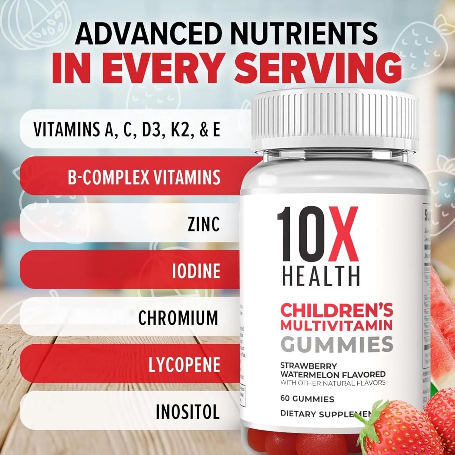 10X Health System Kids’ Multivitamin Gummies showing gummy texture