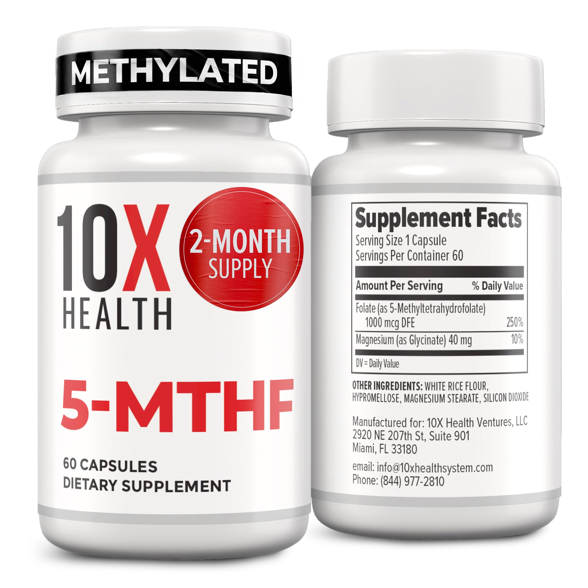 10X Health System Methylfolate Supplement bottle front view