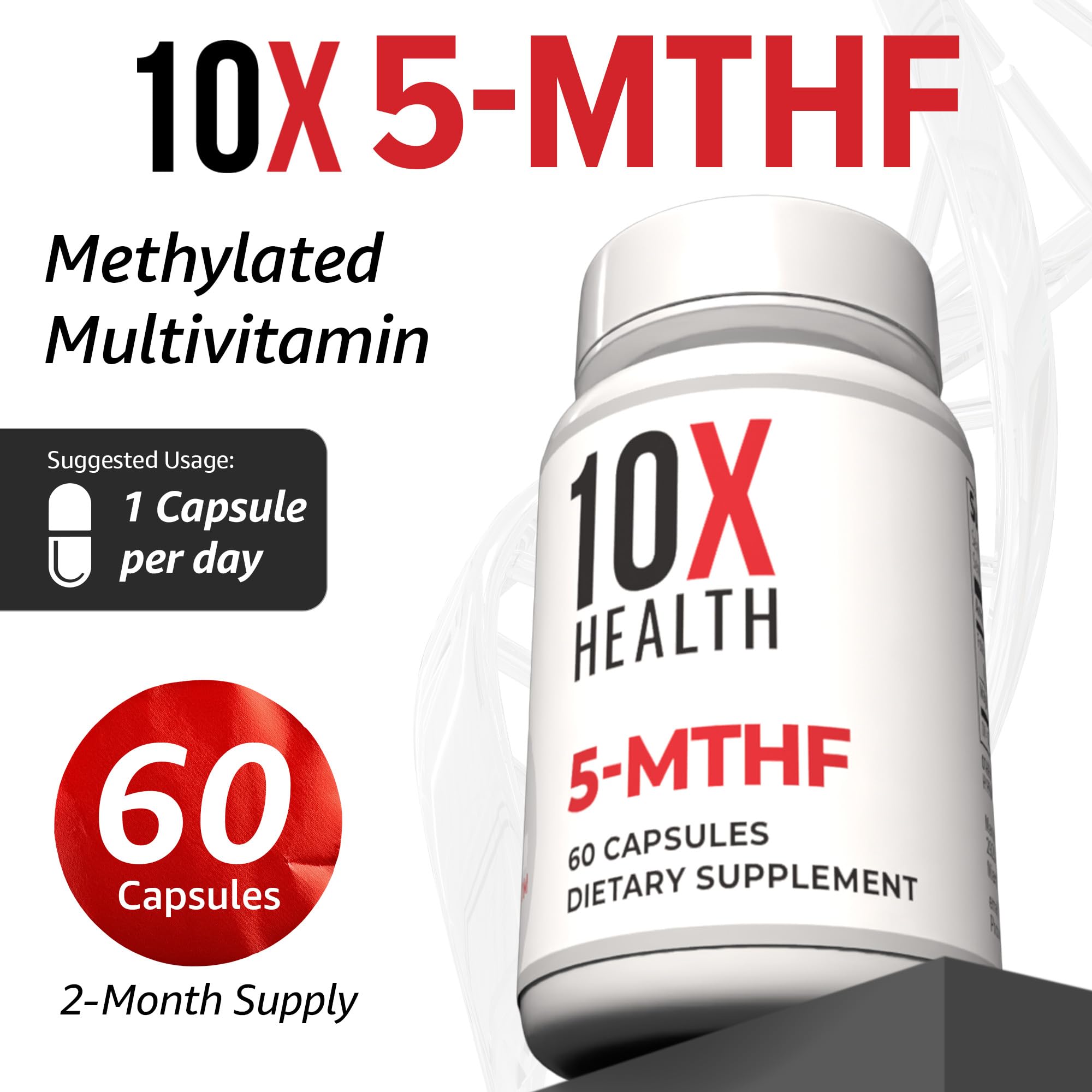 10X Health System Methylfolate Supplement capsules in hand
