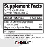 10X Health System Methylfolate Supplement ingredients list