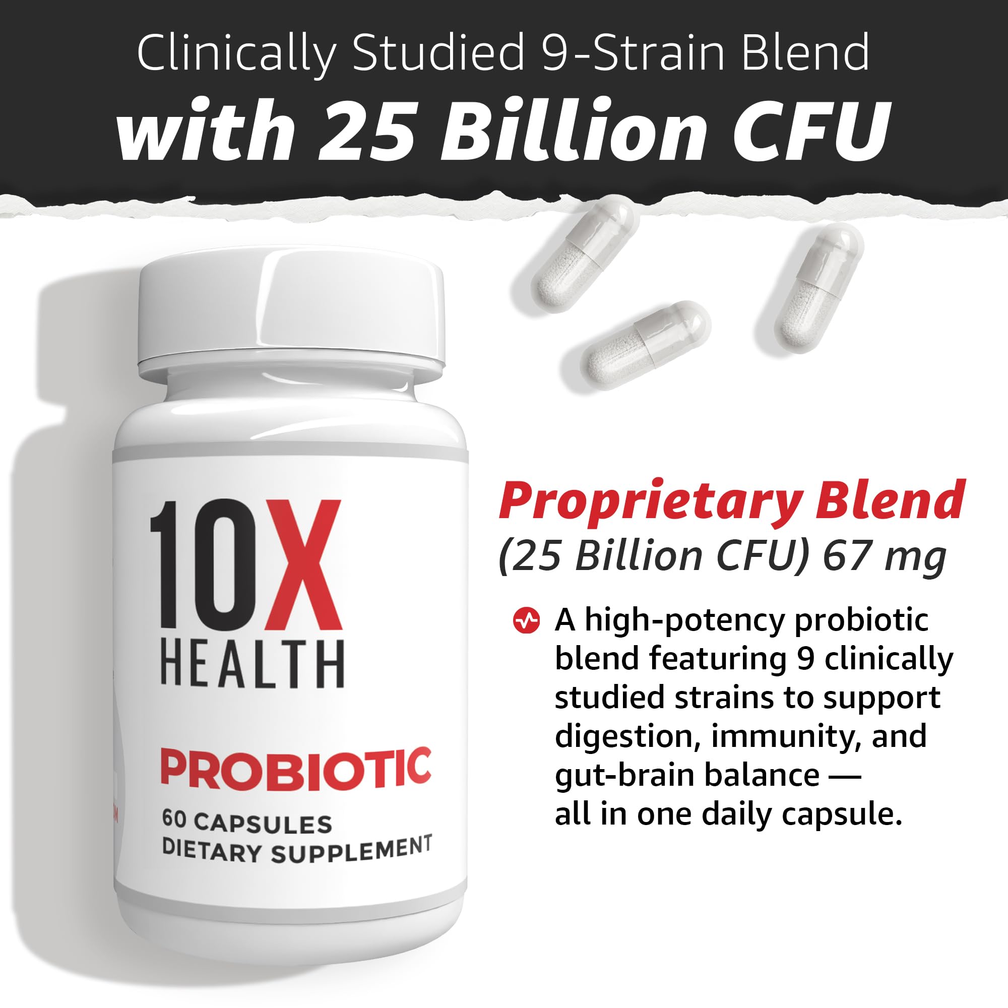 10X Health System Probiotic Capsules capsules close-up