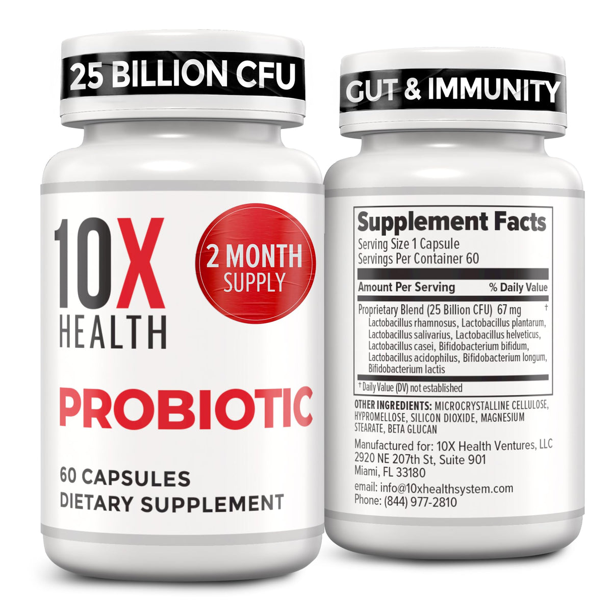10X Health System Probiotic Capsules front view with packaging