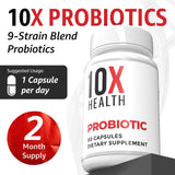 10X Health System Probiotic Capsules on a wooden surface
