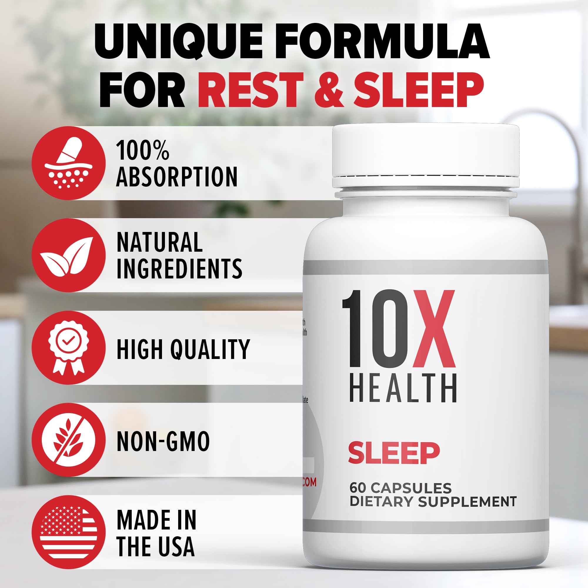 10X Health System Sleep Supplement capsules in hand