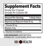 10X Health System Sleep Supplement side view showing capsule details