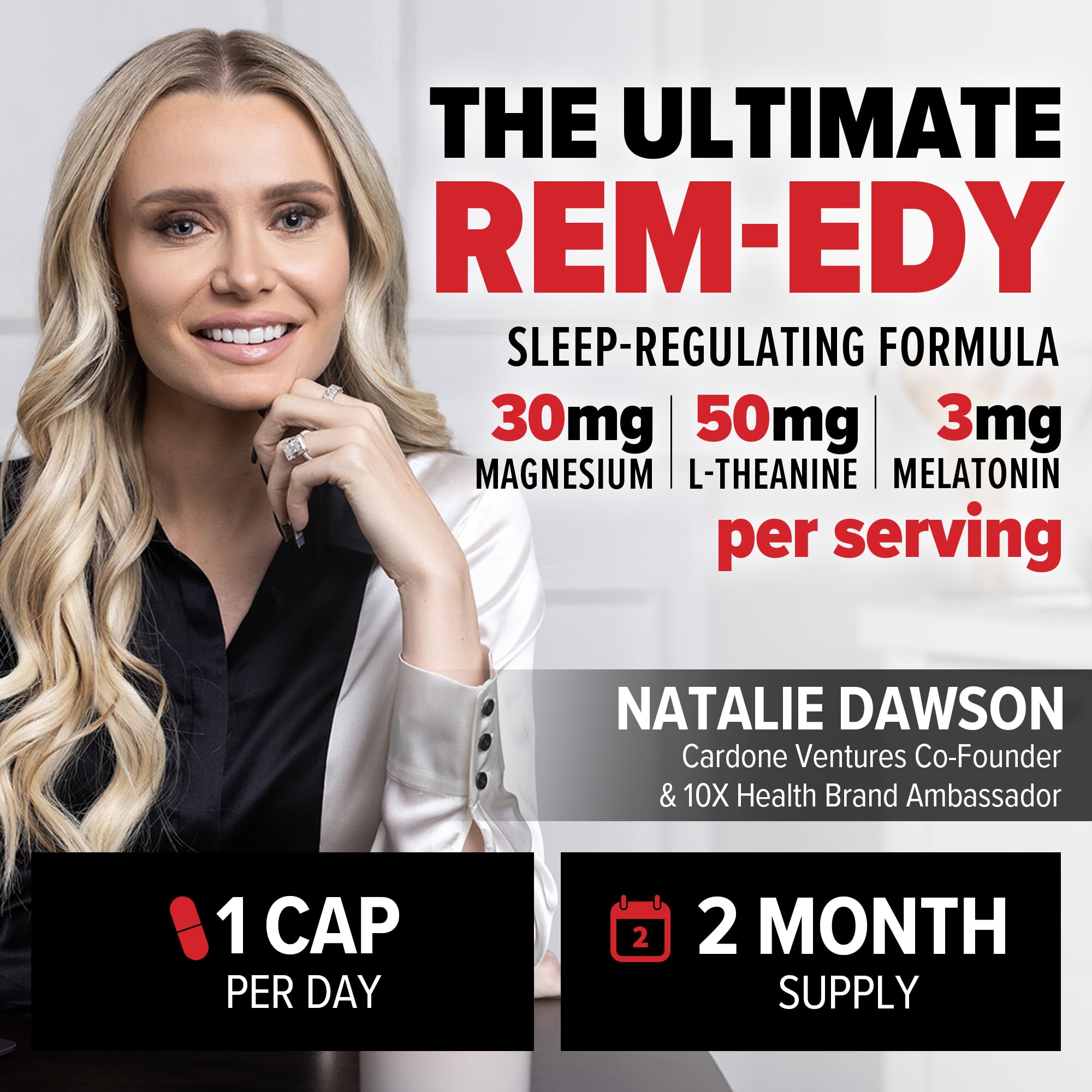 10X Health System Sleep Supplement with a glass of water