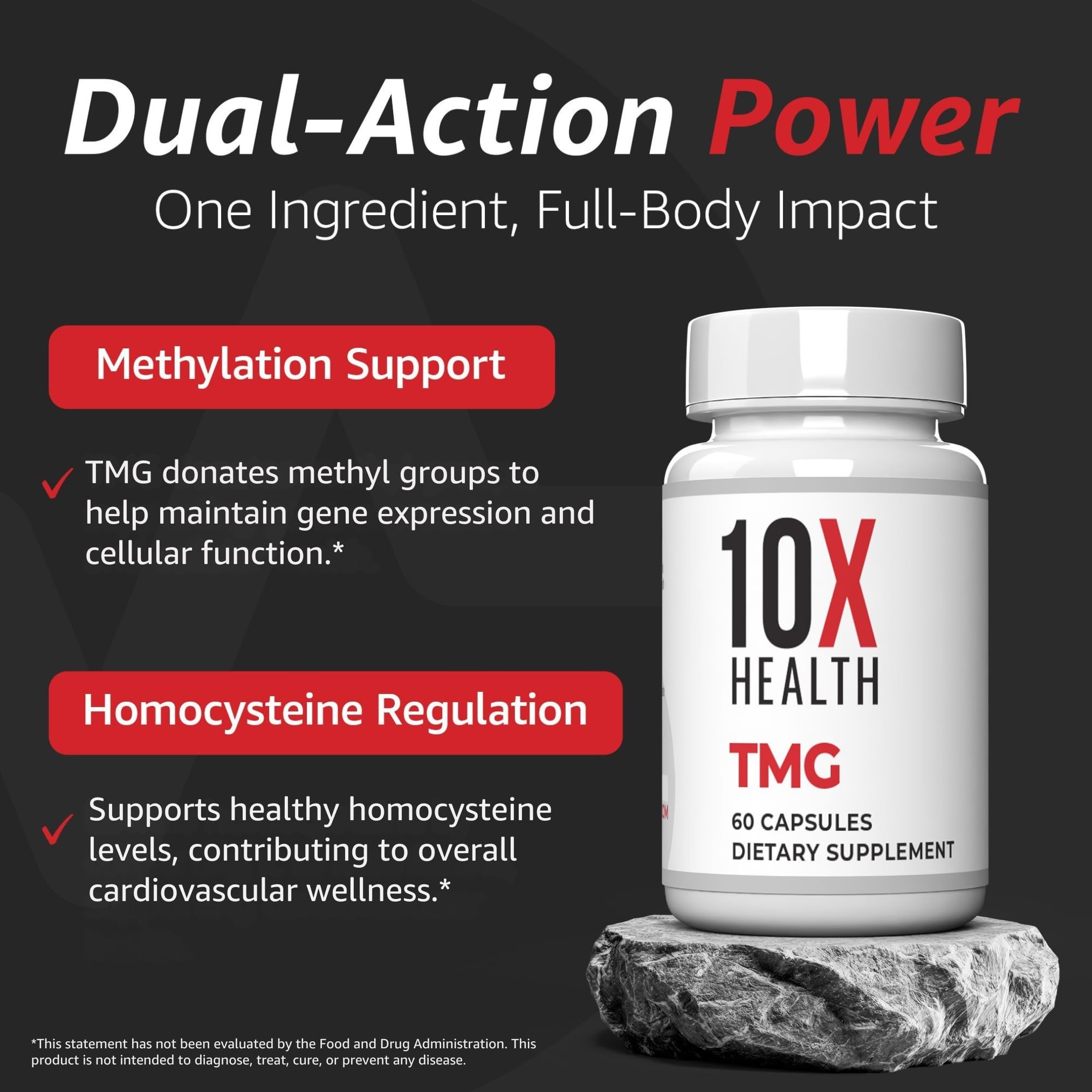10X Health System TMG Supplement back view with ingredient list