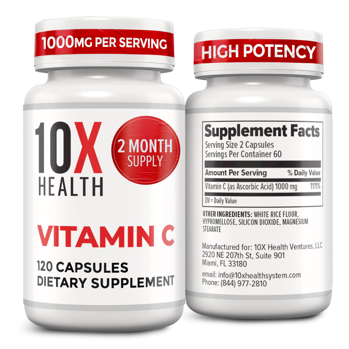 10X Health System Vitamin C 1000mg Capsules bottle front view