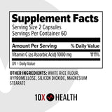 10X Health System Vitamin C 1000mg Capsules opened bottle