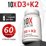 10X Health System Vitamin D3 K2 Supplement 5000 IU side view
