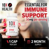 10X Health System Zinc Supplement 30mg bottle with measuring spoon