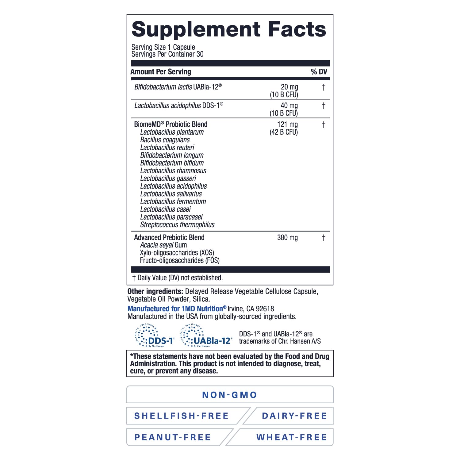 1MD Nutrition BiomeMD Probiotic Supplement on a wooden table